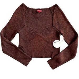 NWT Staud Cerro Metallic Brown Square Neck Top